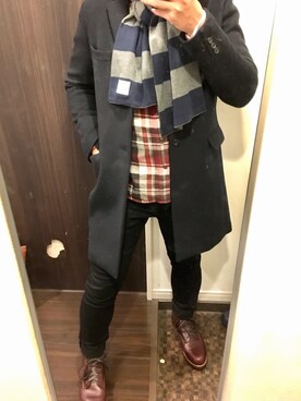 「JOURNAL STANDARD relume（ジャーナルスタンダード　レリューム）のアイテム（チェスターコート）」を使った、カズっちさん（メンズ・175cm）の秋コーディネート