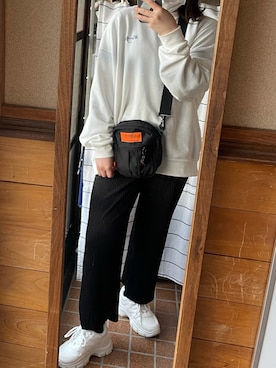 「Adoon plain（アドーンプレーン）のアイテム（スウェット）」を使った、rechihiさん（レディース・160cm）の春コーディネート