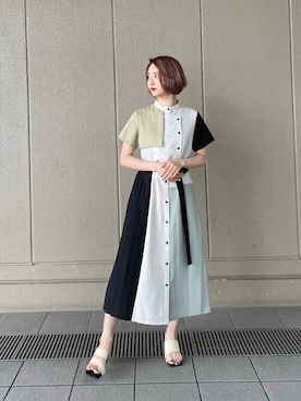 ダブルヨークシャツワンピースを使った人気ファッション