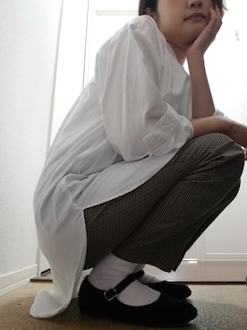 「SVEC（シュベック）のカンフーシューズ kung fu Shoes / ストラップパンプス（バレエシューズ）」を使った、saicchanさん（レディース・155cm）の秋コーディネート