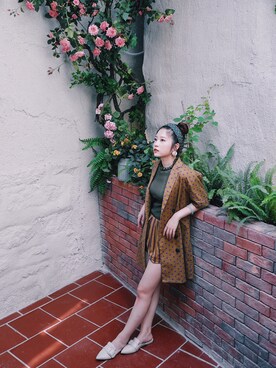 「アイテム（その他トップス、ブラウン系）」を使った、Jiang77さん（レディース・161cm）の春コーディネート