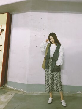 「アイテム（スリッポン）」を使った、Jiang77さん（レディース・161cm・20代）の春コーディネート