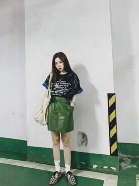 「アイテム（スリッポン）」を使った、Jiang77さん（レディース・161cm・20代）の春コーディネート
