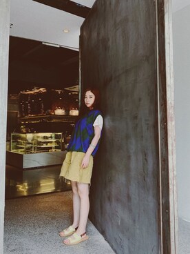 「アイテム（カーゴパンツ、イエロー系）」を使った、Jiang77さん（レディース・160cm）の夏コーディネート