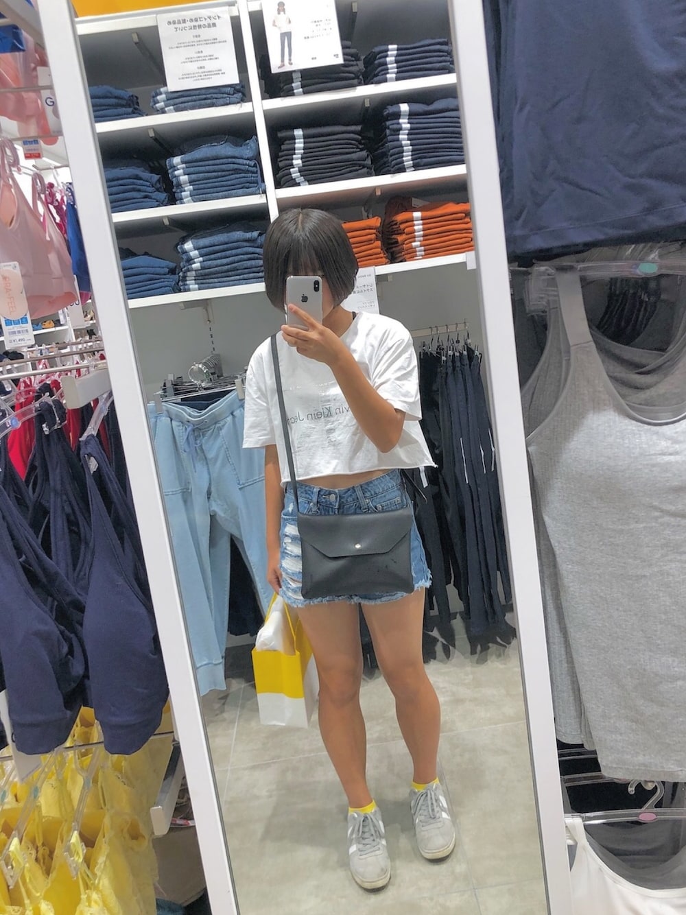 「韓国、おしゃれさんと繋がりたい、Calvin Klein、しまむら、#GU、低身長、ストリート」｜「Calvin Kleinのアイテム（トップス、ホワイト系）」を使った、neiさん（レディース・153cm）の秋コーディネートの1枚目の写真