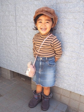 「SOMETHING（サムシング）のアイテム」を使った、Niina♡さん（キッズ・90cm）の秋コーディネート