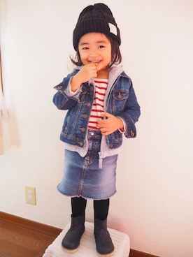 「SOMETHING（サムシング）のアイテム」を使った、Niina♡さん（キッズ・90cm）の秋コーディネート