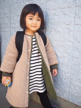 「リバーシブル」｜「アイテム（その他アウター）」を使った、Niina♡さん（キッズ・90cm）の秋コーディネート