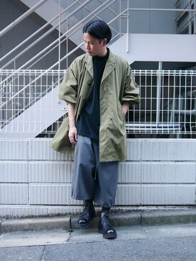 FUMITO GANRYUのモッズコートを使った人気ファッションコーディネート 