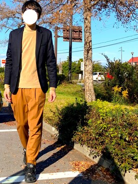 「NANO universe（ナノユニバース）のアイテム（スウェット）」を使った、Mside🔴さん（メンズ・174cm）の冬コーディネート