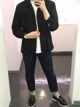 「ボーダーソックス」｜「アイテム（その他シューズ）」を使った、リオ太さん（メンズ・175cm）の春コーディネート