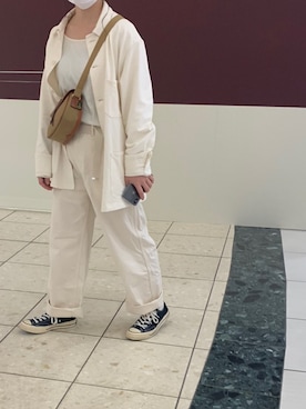 「UNIQLO（ユニクロ）のアイテム（ジャケット/アウター、ホワイト系）」を使った、HINAKOさん（レディース・154cm）の冬コーディネート