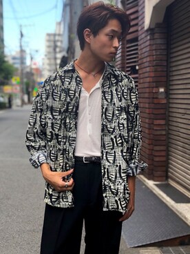 「aie」｜「アイテム（スラックス）」を使った、Shibataさん（メンズ・177cm）の秋コーディネート