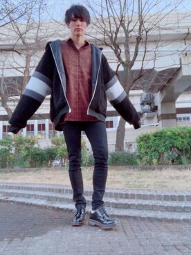 「NO NEED（ノーニード）のアイテム（ブルゾン）」を使った、あきよしさん（メンズ・171cm）の冬コーディネート