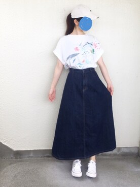 「moz（モズ）のアイテム（帽子）」を使った、Gilda♡ᵕ̈*⑅さん（レディース・163cm）の夏コーディネート