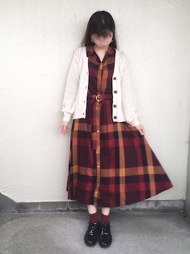 「GeeRA（ジーラ）のアイテム（シャツワンピース）」を使った、Gilda♡ᵕ̈*⑅さん（レディース・163cm）の秋コーディネート