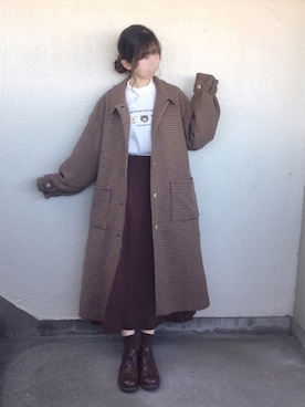 「ehka sopo（エヘカソポ）のアイテム（ステンカラーコート）」を使った、Gilda♡ᵕ̈*⑅さん（レディース・163cm）の秋コーディネート