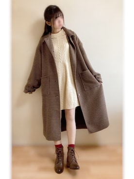 「ehka sopo（エヘカソポ）のアイテム（ステンカラーコート）」を使った、Gilda♡ᵕ̈*⑅さん（レディース・163cm）の冬コーディネート