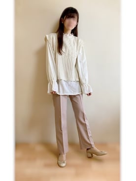「しまむら（シマムラ）のアイテム（アンサンブル）」を使った、Gilda♡ᵕ̈*⑅さん（レディース・163cm）の春コーディネート