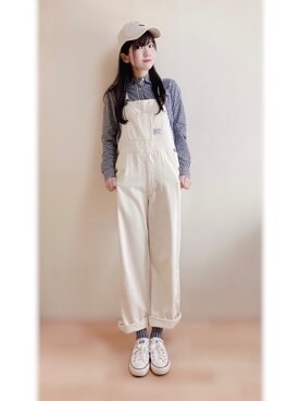 「moz（モズ）のアイテム（帽子）」を使った、Gilda♡ᵕ̈*⑅さん（レディース・163cm）の春コーディネート