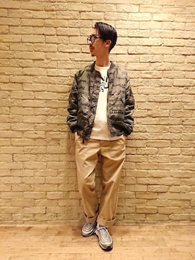 「airmax」｜「アイテム（MA-1）」を使った、HOSHIさん（メンズ・170cm）の秋コーディネート