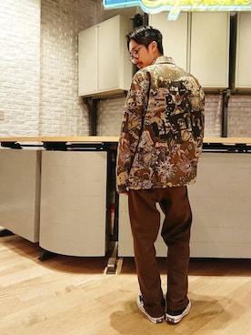 「カモ柄」｜「アイテム（ブルゾン）」を使った、HOSHIさん（メンズ・170cm）の秋コーディネート