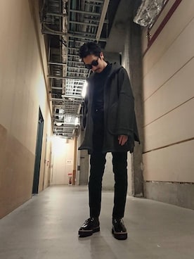 「HYSTERIC GLAMOUR（ヒステリックグラマー）のアイテム（モッズコート）」を使った、HOSHIさん（メンズ・170cm）の冬コーディネート