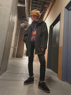 「HYSTERIC GLAMOUR（ヒステリックグラマー）のアイテム（モッズコート）」を使った、HOSHIさん（メンズ・170cm）の冬コーディネート