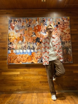 「アイテム（カバーオール、レッド系）」を使った、HOSHIさん（メンズ・170cm）の秋コーディネート