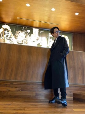 「HYSTERIC GLAMOUR（ヒステリックグラマー）のアイテム（トレンチコート）」を使った、HOSHIさん（メンズ・170cm）の冬コーディネート