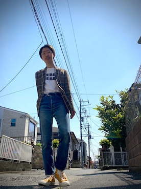 「HELMUT LANG（ヘルムートラング）のアイテム」を使った、HOSHIさん（メンズ・170cm）の春コーディネート