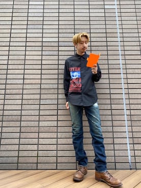 「HYSTERIC GLAMOUR（ヒステリックグラマー）のアイテム（PC・スマホグッズ/家電）」を使った、HOSHIさん（メンズ・170cm）の夏コーディネート