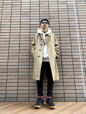 「HYSTERIC GLAMOUR（ヒステリックグラマー）のアイテム（トレンチコート）」を使った、HOSHIさん（メンズ・170cm）の秋コーディネート