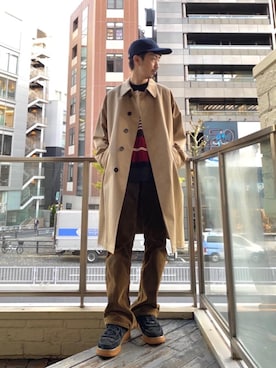 「HYSTERIC GLAMOUR（ヒステリックグラマー）のアイテム（トレンチコート）」を使った、HOSHIさん（メンズ・170cm）の秋コーディネート