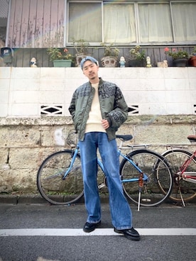 「HYSTERIC GLAMOUR（ヒステリックグラマー）のアイテム（MA-1）」を使った、HOSHIさん（メンズ・168cm）の秋コーディネート