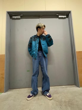 「HYSTERIC GLAMOUR（ヒステリックグラマー）のアイテム（MA-1）」を使った、HOSHIさん（メンズ・168cm）の秋コーディネート