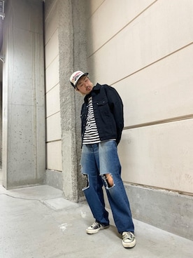 「HYSTERIC GLAMOUR（ヒステリックグラマー）のアイテム（バンダナ/スカーフ）」を使った、HOSHIさん（メンズ・168cm）の冬コーディネート