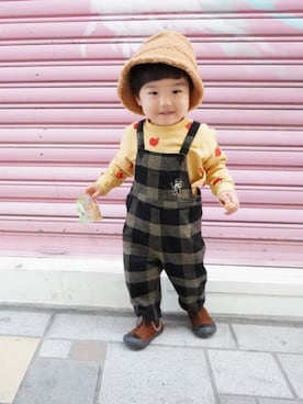 「ヒラキ（ヒラキ）のアイテム（ブーツ）」を使った、KとTさん（キッズ・100cm）の冬コーディネート