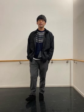 「MONKEY TIME（モンキータイム）のアイテム（カバーオール）」を使った、西口さん（メンズ・175cm）の秋コーディネート