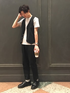 「水玉」｜「アイテム（ベスト）」を使った、kazさん（メンズ・173cm）の秋コーディネート