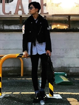 「CHRISTIAN DADA（クリスチャンダダ）のアイテム（ライダースジャケット）」を使った、kazさん（メンズ・173cm）の秋コーディネート