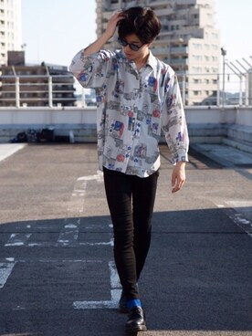 「カラーサングラス」｜「アイテム（その他）」を使った、kazさん（メンズ・173cm）の秋コーディネート