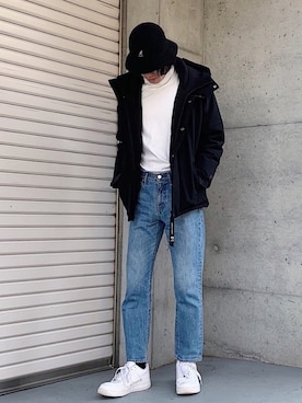 「airforce1」｜「アイテム（ダウンジャケット/コート）」を使った、kazさん（メンズ・173cm）の冬コーディネート
