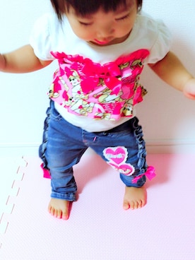 「EARTHMAGIC（アースマジック）のアイテム」を使った、hiiii.Mamさん（キッズ・70cm）の秋コーディネート