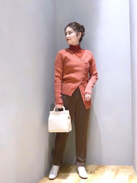 「ジーナシス」｜「アイテム（スラックス）」を使った、マキ（JEANASiS）さん（レディース・165cm）の冬コーディネート