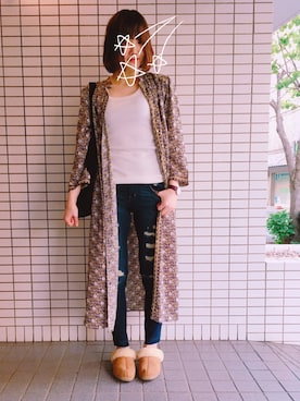 「羽織り」｜「アイテム（スリッポン）」を使った、NAHOさん（レディース・162cm）の春コーディネート