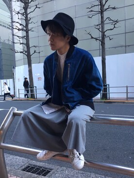 「スカンツ」｜「アイテム（MA-1）」を使った、Takuyaさん（メンズ・168cm）の冬コーディネート