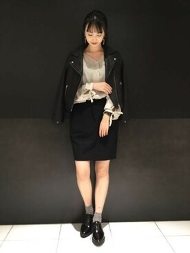 「JEANASIS（ジーナシス）のアイテム（ライダースジャケット）」を使った、runrunさん（レディース・168cm）の秋コーディネート