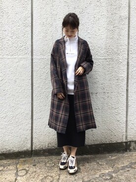 「JEANASIS（ジーナシス）のアイテム（チェスターコート）」を使った、runrunさん（レディース・168cm）の秋コーディネート