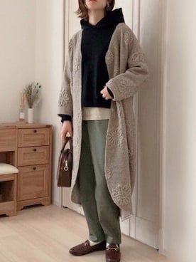 「reca（レカ）のアイテム（パーカー）」を使った、𝚍𝚊𝚛𝚊.さん（レディース・163cm）の冬コーディネート